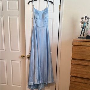 Chic Sky Blue High-Low Dress